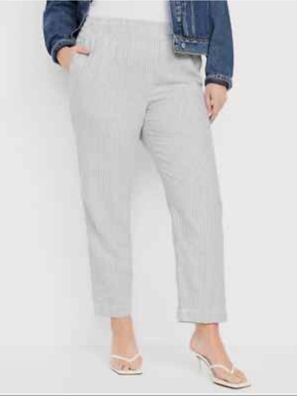 Old Navy NWT High-Waisted Linen-Blend Straight Pants XXL Beige Striped